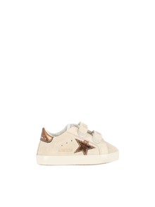Golden Goose SNEAKERS BABY SCHOOL SUEDE UPPER TOE AND STRAP LAMINATED STAR AND HEEL BEIGE/BROWN