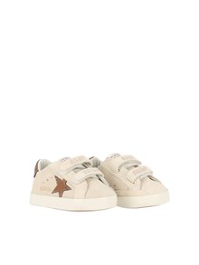 Golden Goose SNEAKERS BABY SCHOOL SUEDE UPPER TOE AND STRAP LAMINATED STAR AND HEEL BEIGE/BROWN