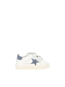 Golden Goose SNEAKERS BABY SCHOOL NAPPA UPPER SUEDE STAR AND HEEL WHITE/BLUE DENIM