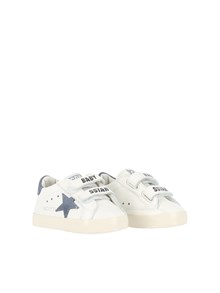 Golden Goose SNEAKERS BABY SCHOOL NAPPA UPPER SUEDE STAR AND HEEL WHITE/BLUE DENIM