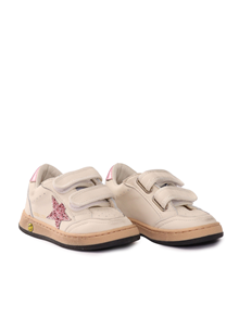 Golden Goose SNEAKERS BALLSTAR STRAP NAPPA UPPER GLITTER STAR LAMINATED HEEL WHITE/BUBBLEGUM/LILAC
