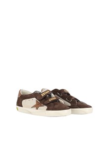 Golden Goose SNEAKERS OLD SCHOOL LAMINATED SUEDE AND SUEDE UPPER LAMINATED LEATHER STAR AND HEEL SAND/BROWN