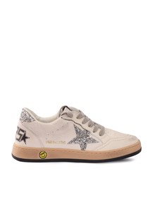 GOLDEN GOOSE SNEAKERS BALLSTAR NAPPA UPPER GLITTER STAR AND HEEL WHITE/SILVER