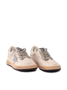 GOLDEN GOOSE SNEAKERS BALLSTAR NAPPA UPPER GLITTER STAR AND HEEL WHITE/SILVER