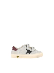 Golden Goose SNEAKERS MAY SCHOOL SUEDE UPPER AND STRAP LEATHER STAR AND HEEL GREY/BLACK/BORDEAUX