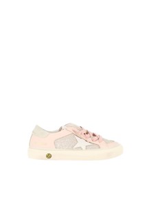 Golden Goose SNEAKERS MAY WITH DOUBLE QUARTER AND TOE GLITTER AND LEATHER UPPER LEATHER STAR TONGUE AND TOE SUEDE HEEL PALE PINK/MILK/GREY