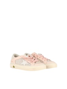 Golden Goose SNEAKERS MAY WITH DOUBLE QUARTER AND TOE GLITTER AND LEATHER UPPER LEATHER STAR TONGUE AND TOE SUEDE HEEL PALE PINK/MILK/GREY