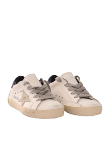 Golden Goose SNEAKERS SUPER-STAR LEATHER UPPER AND HEEL SUEDE STAR AND SPUR WHITE/ICE/NAVY BLUE