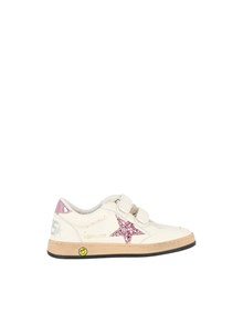 Golden Goose SNEAKERS BALLSTAR STRAP NAPPA UPPER GLITTER STAR LAMINATED HEEL WHITE/BUBBLEGUM/LILAC
