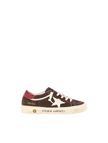 Golden Goose SNEAKERS MAY SUEDE UPPER AND TOE LEATHER STAR AND HEEL SIGNATURE FOXING BROWN/WHITE/RED