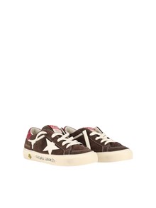 Golden Goose SNEAKERS MAY SUEDE UPPER AND TOE LEATHER STAR AND HEEL SIGNATURE FOXING BROWN/WHITE/RED