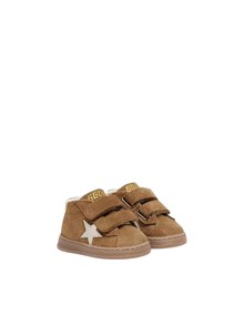 GOLDEN GOOSE SNEAKERS JUNE SUEDE UPPER TOE AND STRAP NAPPA STARP AND HEEL TOBACCO/CREAM