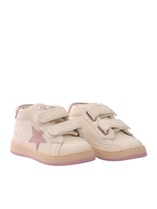GOLDEN GOOSE SNEAKERS JUNE NAPPA UPPER SUEDE STAR AND HEEL WHITE/ANTIQUE PINK