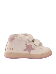 GOLDEN GOOSE SNEAKERS JUNE NAPPA UPPER SUEDE STAR AND HEEL WHITE/ANTIQUE PINK