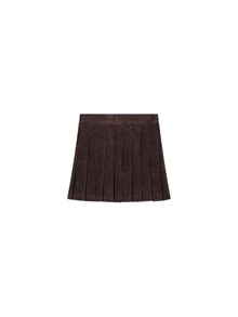 GOLDEN GOOSE JOURNEY GIRL'S STITCHED PLEATS MINI SKIRT SIDE CLOSURE DETAIL WASHED COMFORT COTTON CORDUROY WITH EM