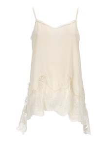 FABIANA FILIPPI TOP LINGERIE IN CREPE DE CHINE CON PIZZO AL FONDO COLOR BURRO
