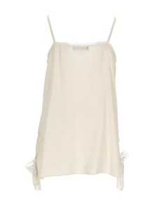 FABIANA FILIPPI TOP LINGERIE IN CREPE DE CHINE CON PIZZO AL FONDO COLOR BURRO