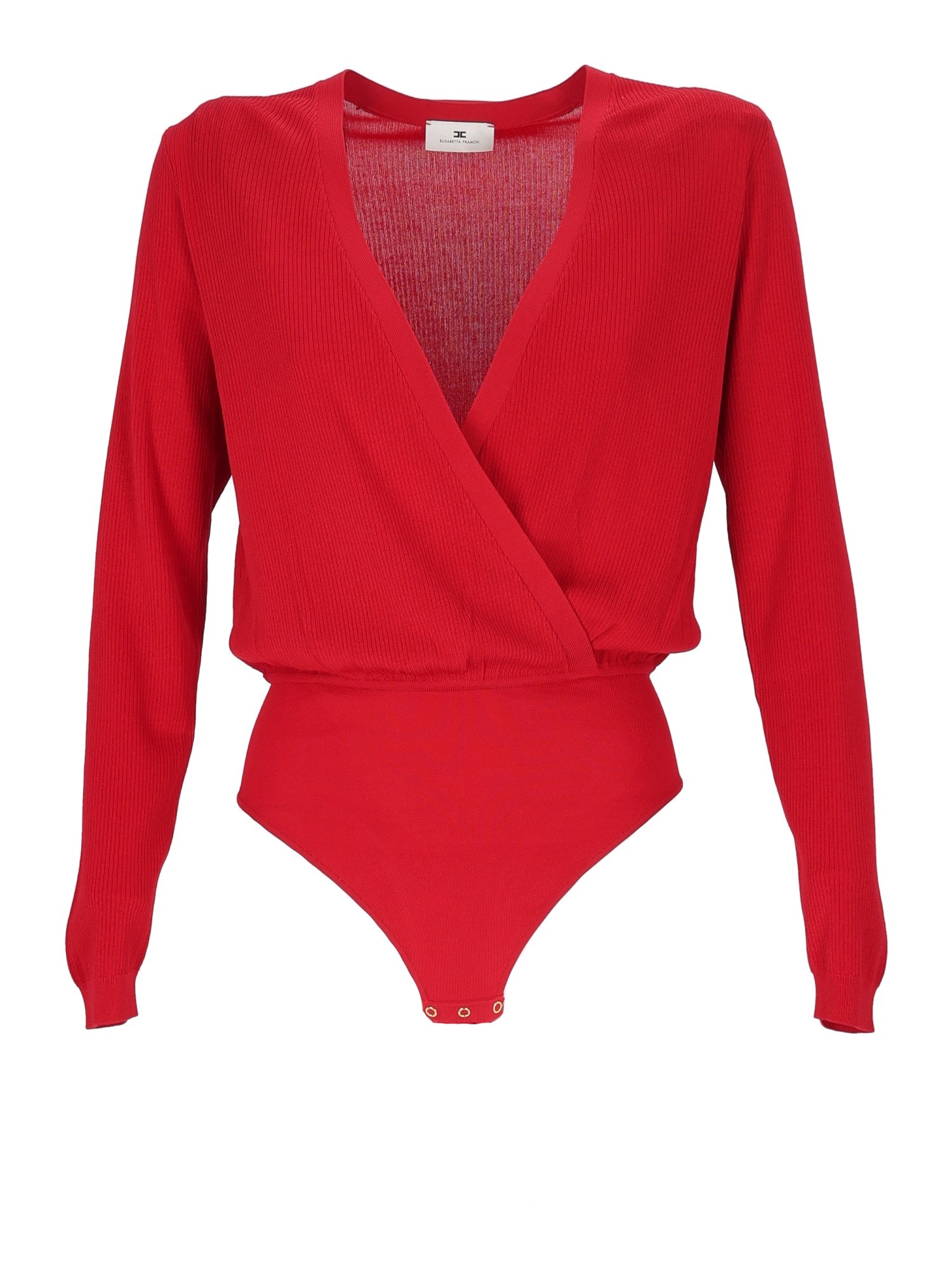 Elisabetta Franchi Knit Bodysuit In Red