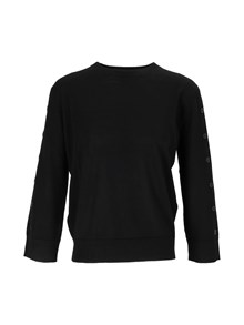 KANGRA CASHMERE CREWNECK WITH OPEN S LEEVES WITH BUTTONS