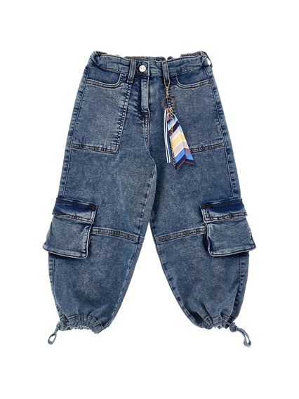 MONNALISA Sweatshirt-denim cargo jeans