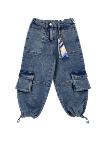 MONNALISA Sweatshirt-denim cargo jeans
