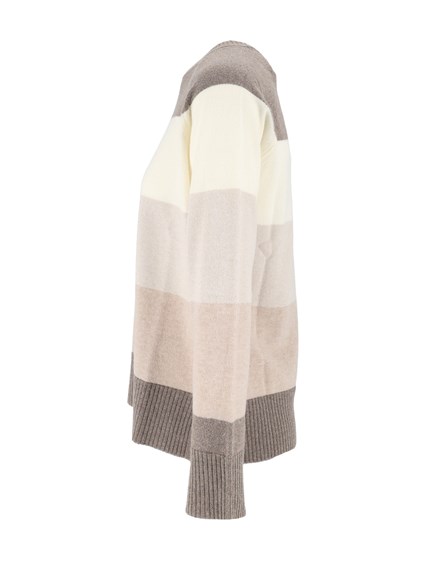 Kangra Cashmere MAXI STRIPE RAGLAN C REWNECK TOP