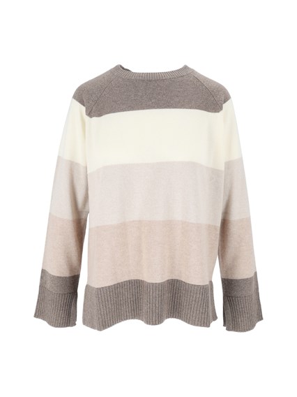 Kangra Cashmere MAXI STRIPE RAGLAN C REWNECK TOP