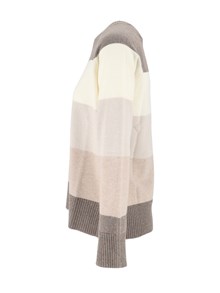 Kangra Cashmere MAXI STRIPE RAGLAN C REWNECK TOP