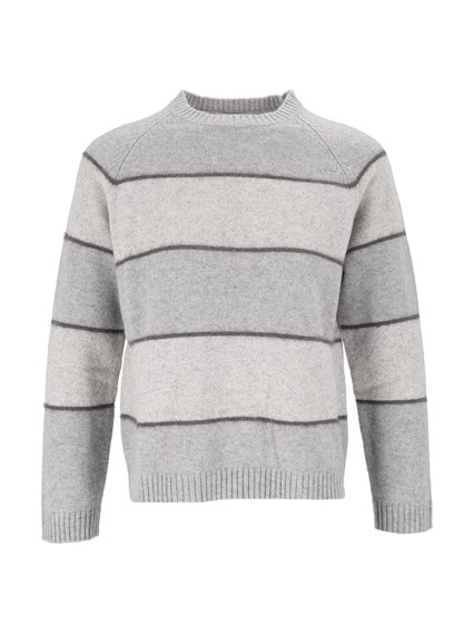 KANGRA CASHMERE STRIPED CREWNECK - V ARIEGATED YARN