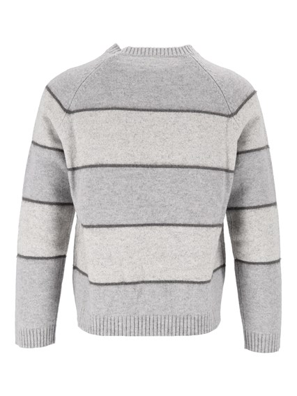 KANGRA CASHMERE STRIPED CREWNECK - V ARIEGATED YARN