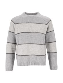 KANGRA CASHMERE STRIPED CREWNECK - V ARIEGATED YARN