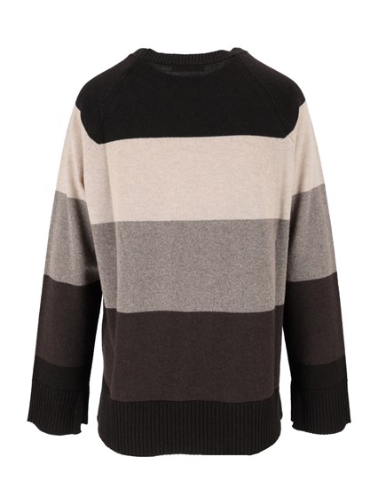Kangra Cashmere MAXI STRIPE RAGLAN C REWNECK TOP