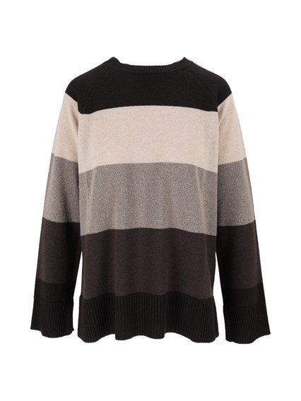 Kangra Cashmere MAXI STRIPE RAGLAN C REWNECK TOP