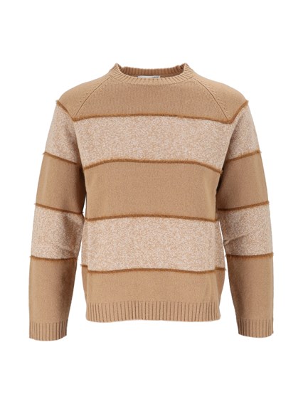KANGRA CASHMERE STRIPED CREWNECK - V ARIEGATED YARN