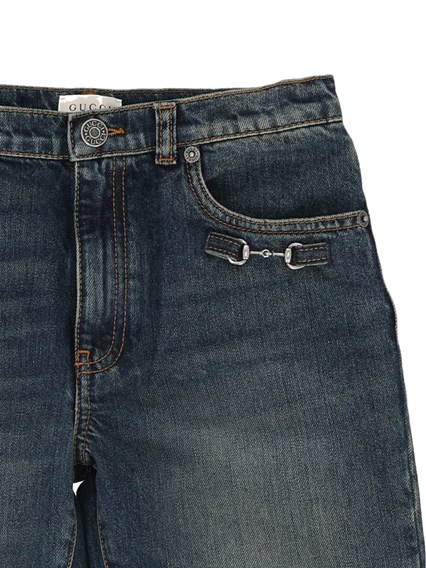 GUCCI KIDS J PANTS CERT COTTON BLUE DENIM