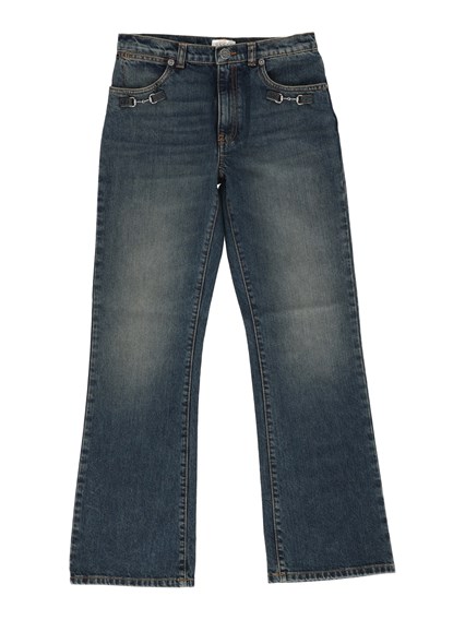 GUCCI KIDS J PANTS CERT COTTON BLUE DENIM