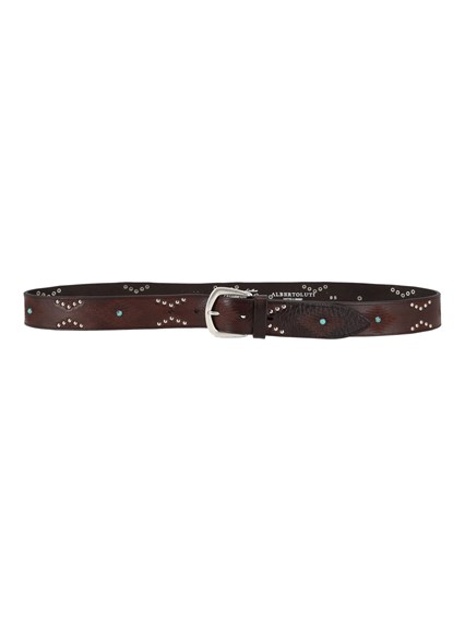 ALBERTO LUTI Laser-cut garment-dyed studded belt