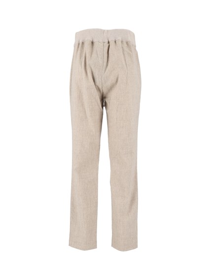 FABIANA FILIPPI FLANNEL JOGGING PANTS WITH KNIT WAISTBAND