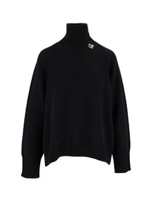 FABIANA FILIPPI MAGLIA COLLO ALTO CROPPED IN MERINOS COLOR BLU NOTTE
