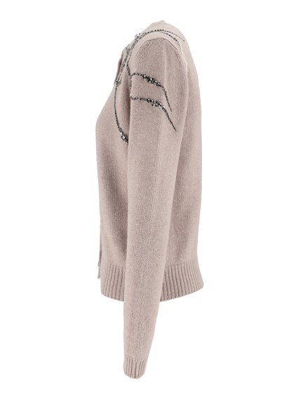 FABIANA FILIPPI PLATINUM CARDIGAN WITH STRASS EMBROIDERY