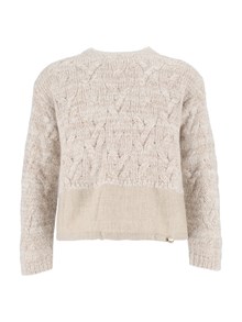 FABIANA FILIPPI SEQUIN BRAID STITCH CREW NECK SWEATER, FLANNEL BOTTOM BAND