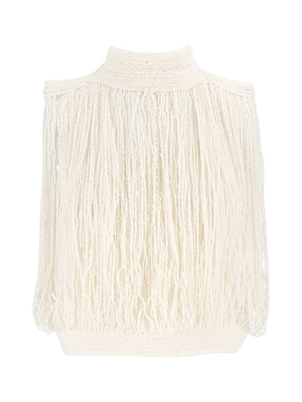FABIANA FILIPPI BOUCLE' YARN FRINGED TOP