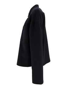FABIANA FILIPPI GIACCA CAMICIA CROPPED IN DOUBLE DI LANA COLOR BLU NOTTE