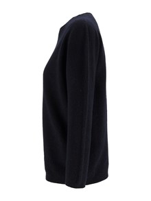 FABIANA FILIPPI MAGLIA SCOLLO BARCA IN PLATINUM LUREX,CHICCO RISO GRANDE COLOR BLU NOTTE