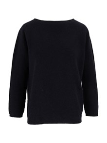 FABIANA FILIPPI MAGLIA SCOLLO BARCA IN PLATINUM LUREX,CHICCO RISO GRANDE COLOR BLU NOTTE