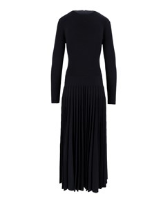 FABIANA FILIPPI ABITO MANICA LUNGA IN LANA COTONE CON GONNA PLISSE' COLOR BLU NOTTE
