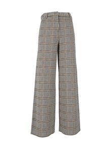 FABIANA FILIPPI CHECK JERSEY WIDE LEG PANTS WITH GOLD BUTTONS