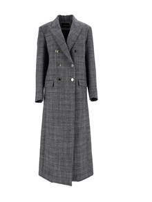 FABIANA FILIPPI CAPPOTTO DOPPIO PETTO IN TESSUTO MOULINATO COLOR BLU NOTTE
