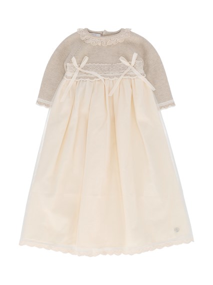 Paz Rodriguez KNIT NEWBORN LONG DRESS "LUA"