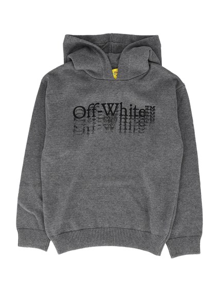 OFF-WHITE BIG BOOKISH STAMP KNIT HOODIE